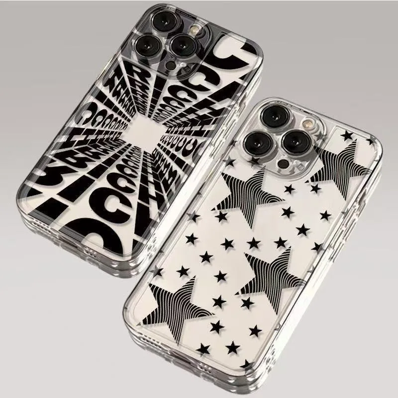 Trendy Y2K Geometric Clear Phone Case For Samsung Galaxy S26 S23 S22 S24 S25 Ultra Plus FE A27 A17 A36 A37 A55 A16 A26 A56 Case