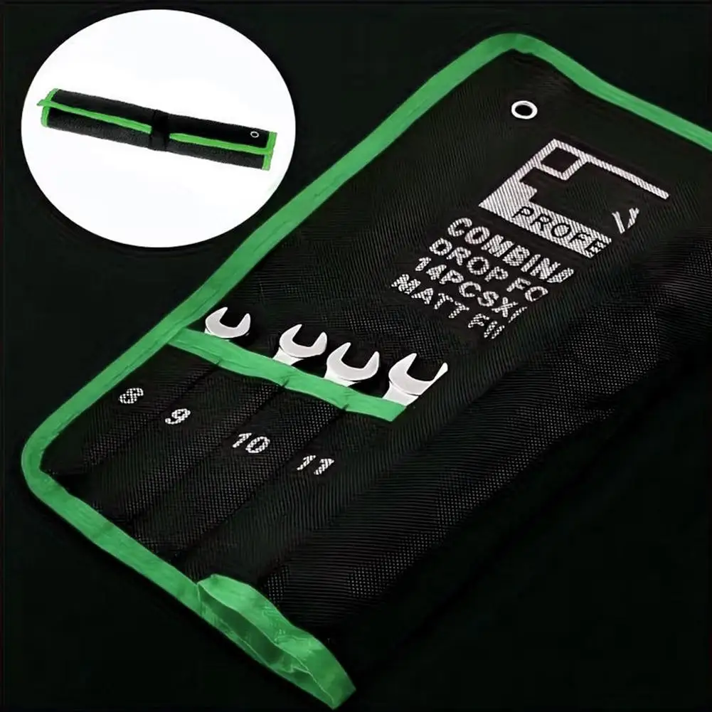 14-Pocket Roll Tool Storage Bag Portable Wrench Organizer Pouch Bag Foldable Spanner Toolkit for Hardware Hand Tools Storage