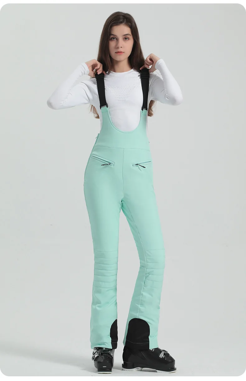 2024 Gsou Schnee Winter Skihose Frauen Snowboard Riemen Hose hohe Taille elastisch wind dicht wasserdicht verdicken Thermal für den Außenbereich – Detail 13
