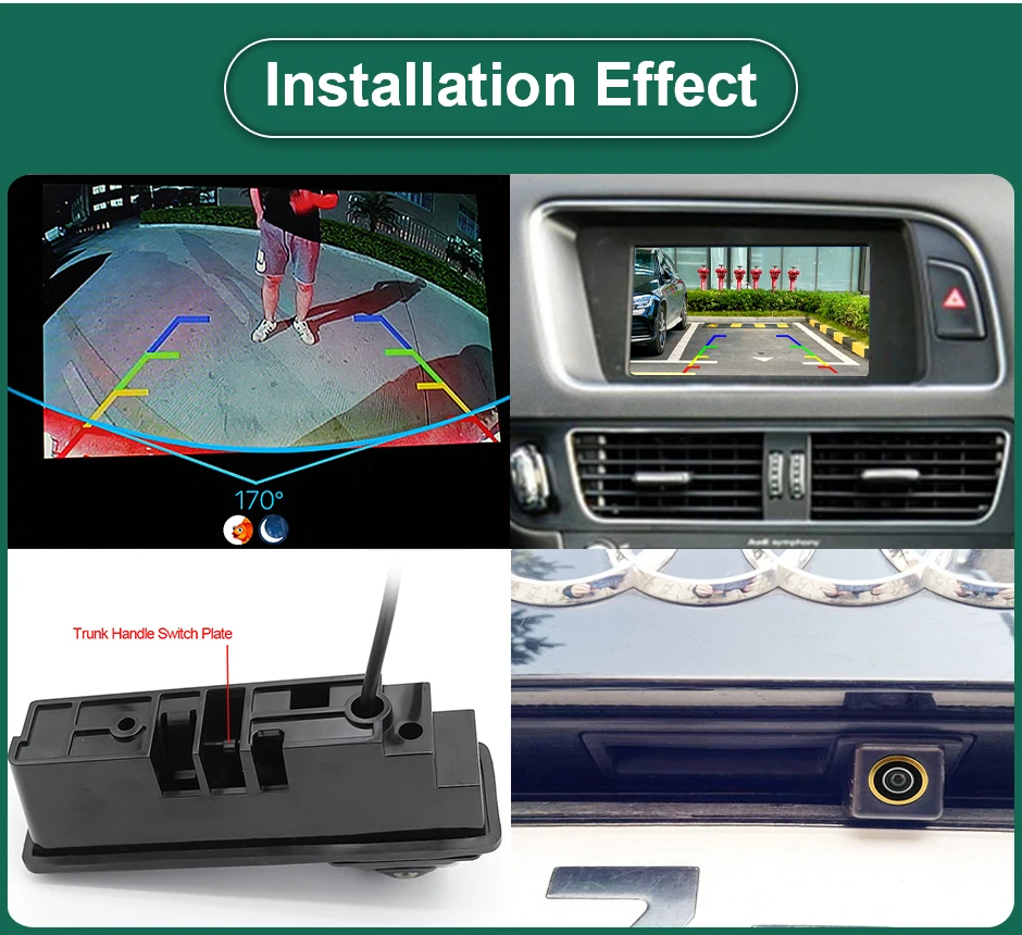 GreenYi 170° AHD 1080P Car Rear View Camera for Audi A3 8P A6 C6 A1 Q7 A4 B7 B6 S5 A6L Q5 Night Vision Reverse Reversing Vehicle view 4