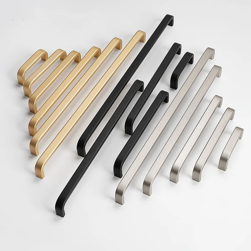 Black Gold Wardrobe Door Pulls Modern Furniture Handles Minimalist Kitchen Cabinet Storage Handle Cupboard Dresser Door Handle