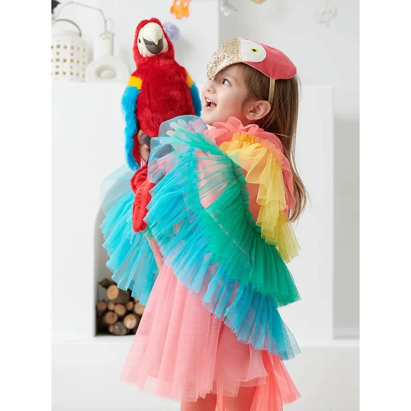 

Детский костюм попугая для косплея на Хэллоуин, детский плащ, одежда для детского сада, выпускного вечера с животными