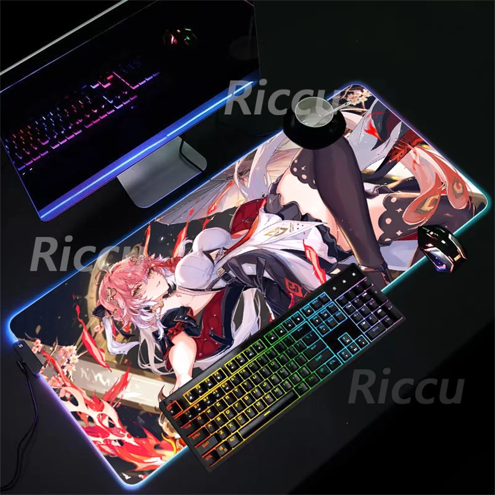 wuthering Wave Changli Gaming LED mats HD printing Table mats RGB Mouse Pad Desktop XXL Large size games accessories mouse pad