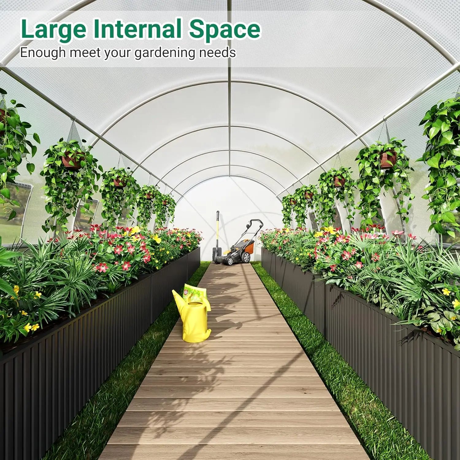33X10X7 Ft Large Tunnel Greenhouse For Outdoors, Upgraded Swing Doors, Large Walk-In Greenhouse, Heavy Duty Galvanized Steel