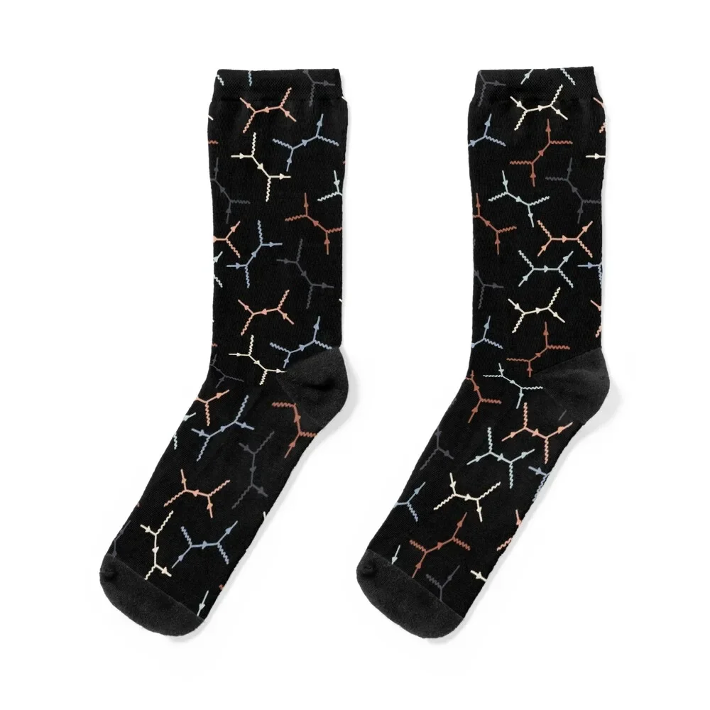 

Compton scattering Feynman diagrams on Black Socks colored gifts Climbing retro Socks Women Men's