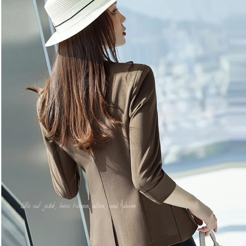 #5208 Spring Summer Blazer Coat Women Single Buttons Elegant Short Blazer Jacket Female Slim Retro Thin Office Blazer Femme Sexy