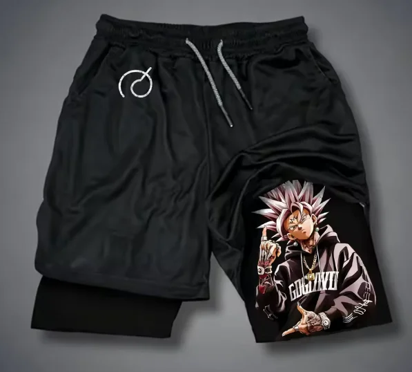 

2026 Dragon Ball Genuine Licensed 3D Print Double Layer Shorts Parent-child S-2XL Trendy Goku Vegeta Shorts