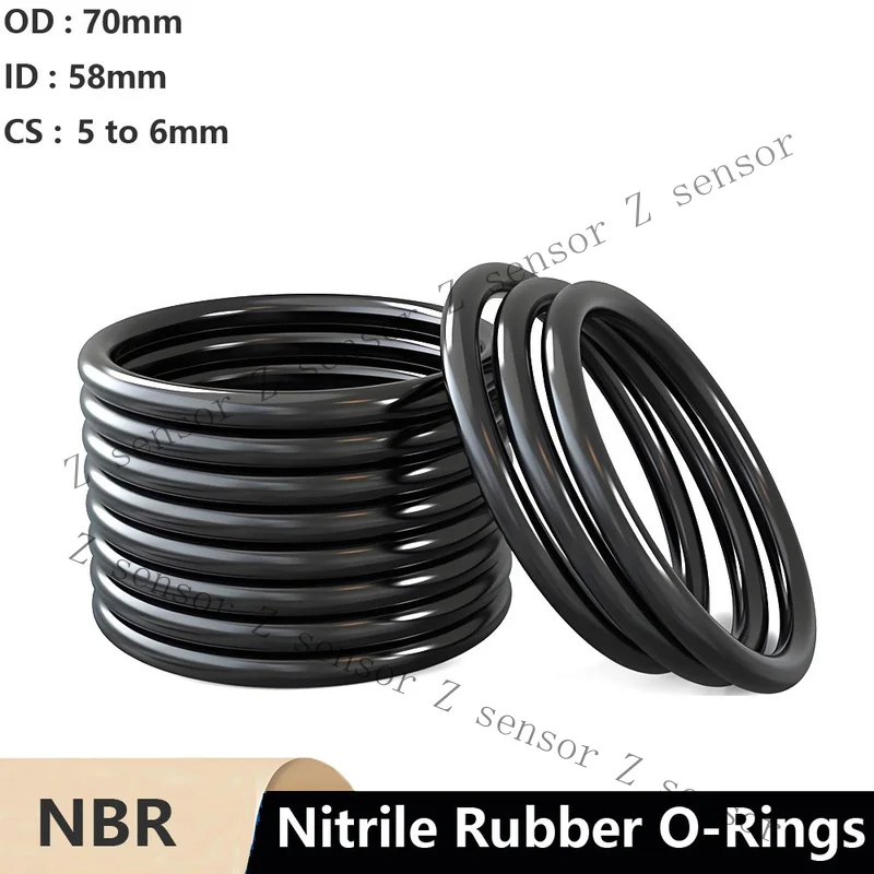 Z+ O-Rings NBR Nitrile Rubber 70mm OD Oil Resistant Seals 5mm to 6mm Cross Section