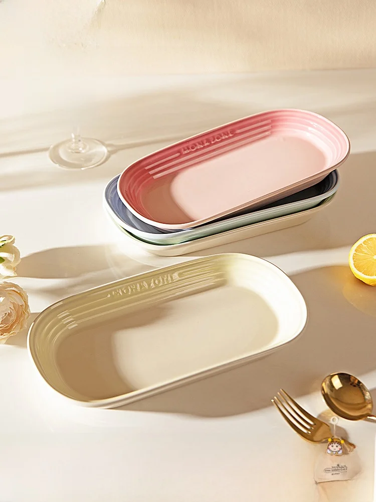 

Modern Housewife MONAZONE Large Size Cerc Fi Plate Rectangular Sted Fi Di Breakfast Plate adient Pattern Home Use