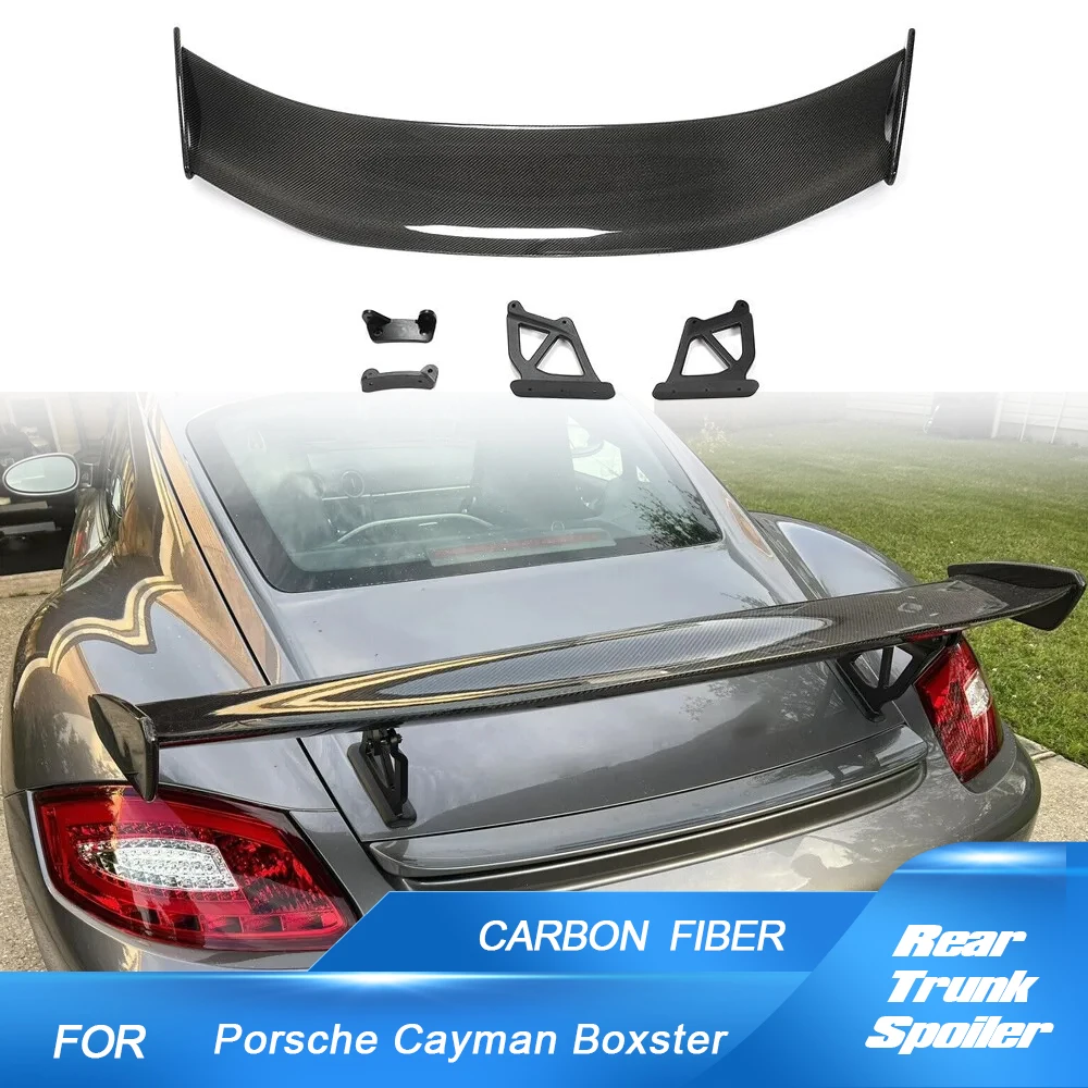 

For Porsche Cayman Boxster 981 718 987 997 998 911 GT4 Real Carbon Fiber Racing Spoiler Car Rear Trunk Spoiler Boot Wing