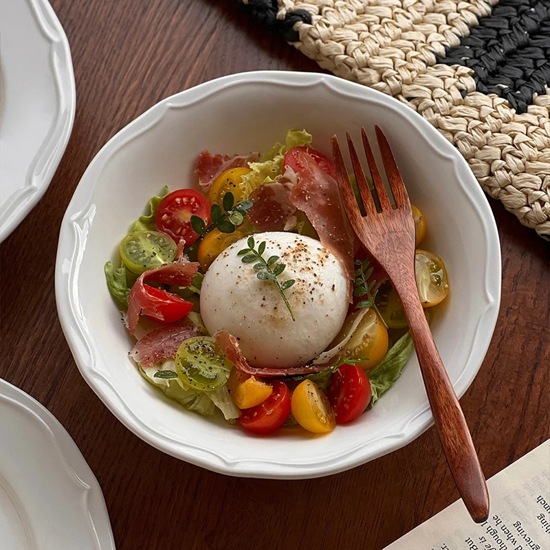 Ins Style White Ceramic Dinner Plates Household Versatile Bread Plate Exquisite Restaurant Serving Disc Nordic Dessert Tableware