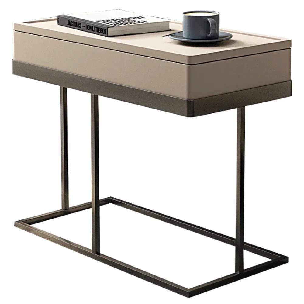 

Light Luxury Living Room Removable Modern Simple Skin Texture Rotating Tray Storage Corner Table