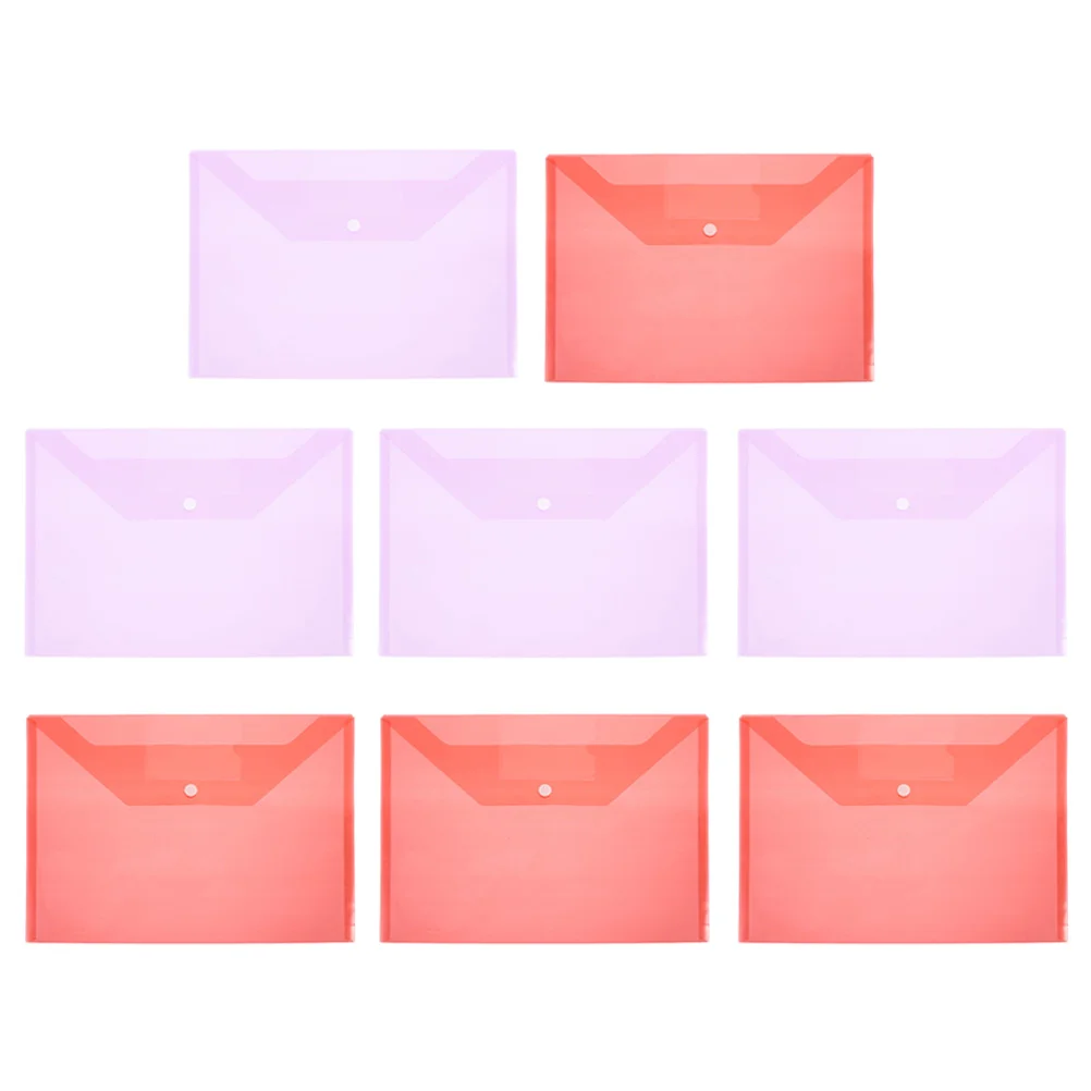 8 Pcs Folder Button Design File Bags Document Folders Storage Waterproof Pouches Zipper Transparent Organizers
