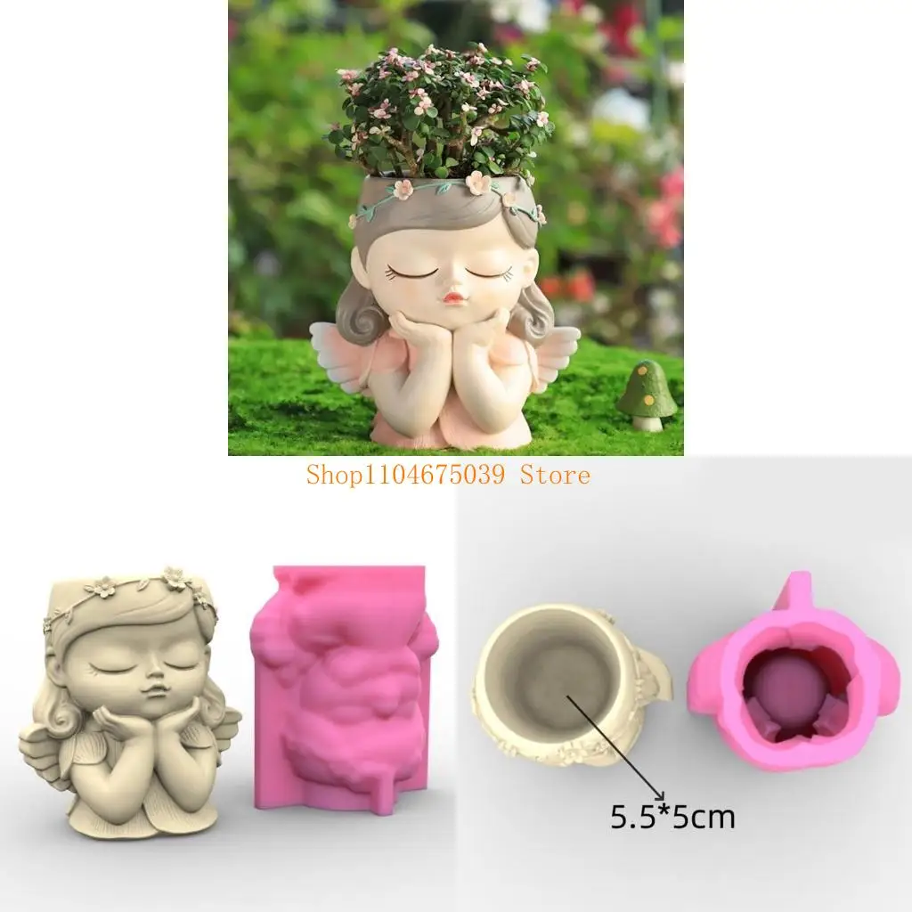

5asd Flower Pots Cement Silicone Mold Girl Planter Molds Resin Mold Jewelry Storage Mould Epoxy Casting Molds