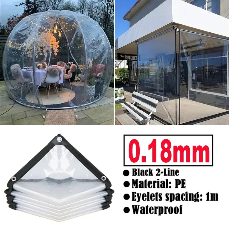 

0.18mm ao ar livre transparente encerado gazebo pérgola janela toldo jardim à prova de vento plantas lona impermeável pano