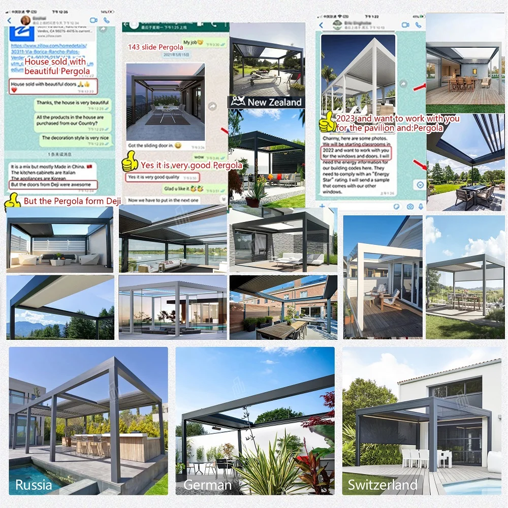 Luxury Windproof Flipped Louvered Aluminium Roof Balcony Pergola Outdoor Factory Wholesale Suitable for US Backyard Patio Garden