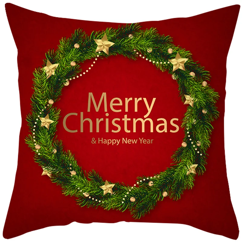 Christmas Red Green Cushion Cover Christmas Decoration Home Pillowcase 2022 Happy New Year 2022 Navidad Gifts