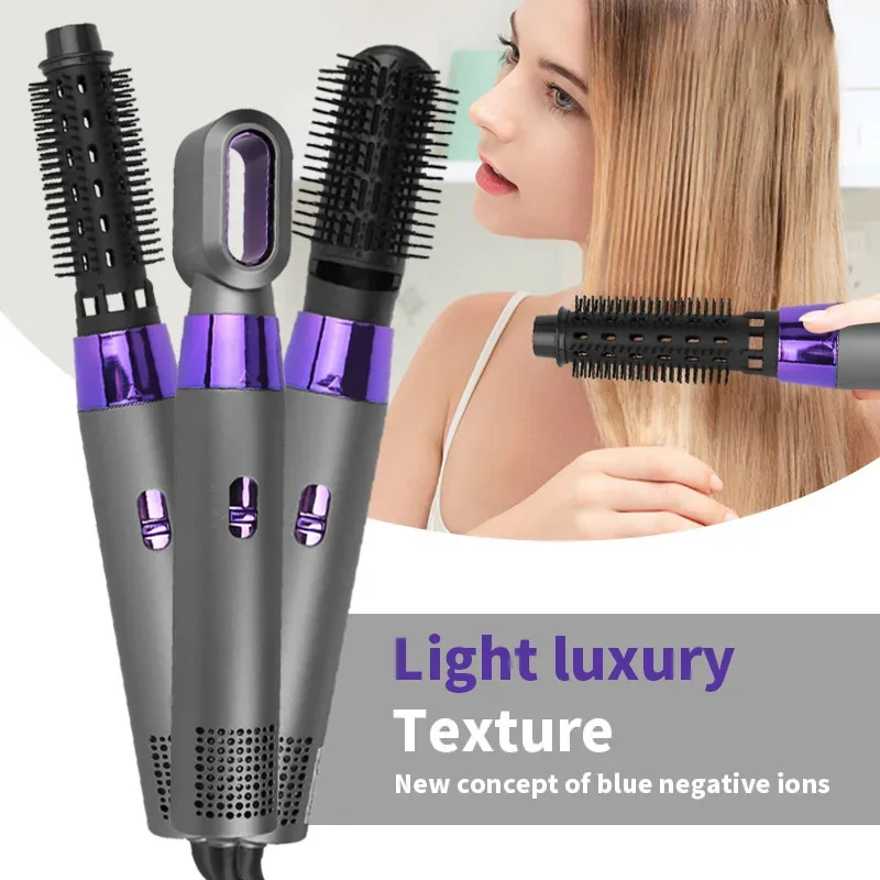 3 In 1 Electric Hair Brushes,Removable Curling Iron,Negative Ionic Hair Dryer,Hair Straightener Brush for Styling Tools,220V