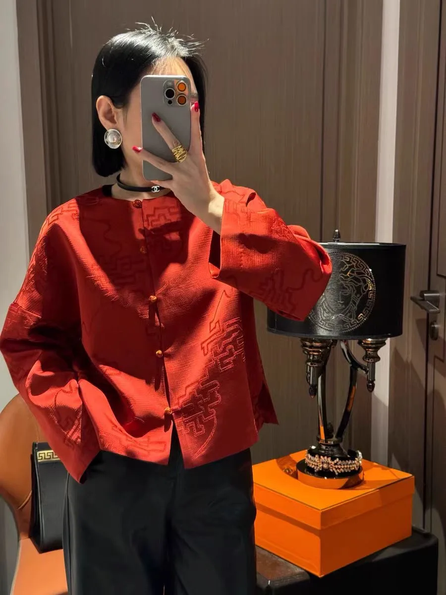 Traditional Clothing 2025 Chinese Red New Year Coat Jacket