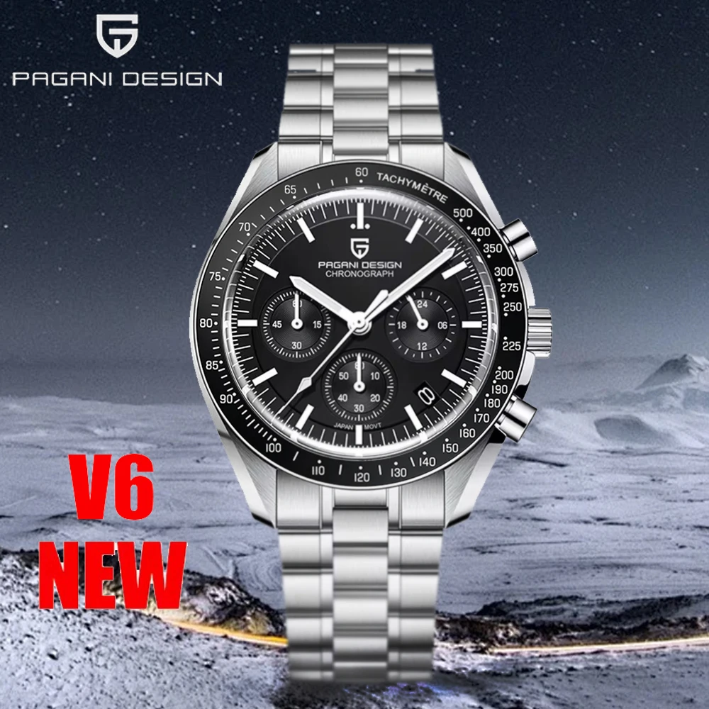 

2025 New Mens Watches PAGANI DESIGN Luxury Quartz Watch For Men VK63 Chronograph AR Sapphire Mirror Ceramic Bezel Luminous Clock
