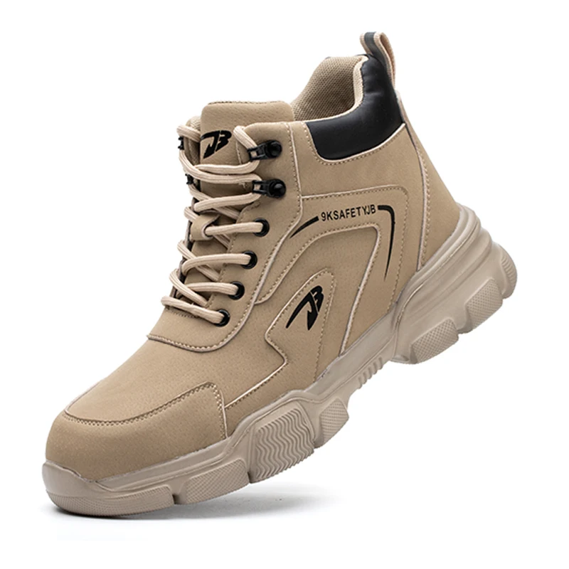 

Lynjacye Winter Warm Platform Men's Safety Shoes Outdoor Sports Workwear Casual Anti-smash Anti-stab PU Leather Boots