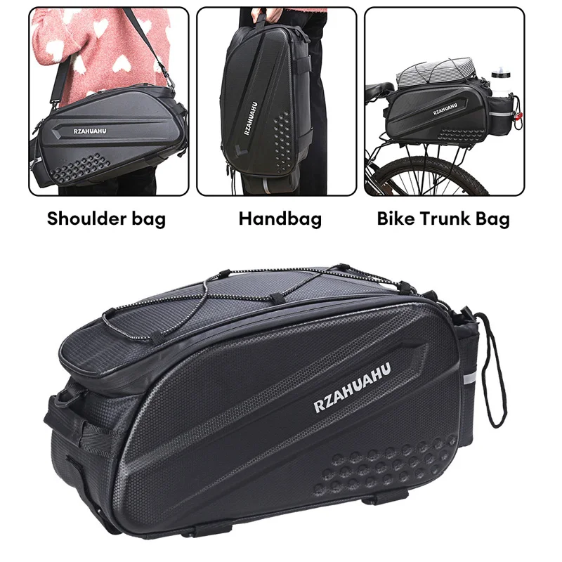14L Bike Rear Seat Storage Bag Large Capacity Bike Rack Bag Trunk Pannier Night Reflective Cycling Accessories Pouch NEW