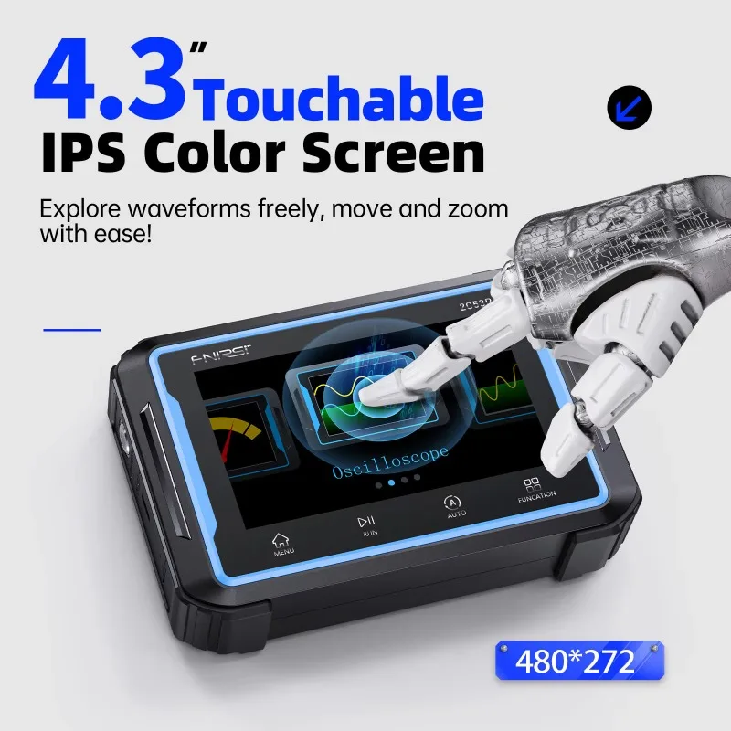 2C53P 50MHz デジタルオシロスコープ、250MSa/s デュアルチャンネル 4.3 インチスクリーン 3-in-1 マルチメーター & 信号発生器 TFT ディスプレイ