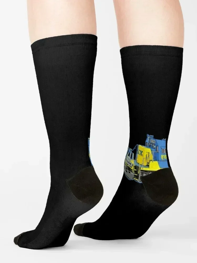 Freight Train Csx Engine Socks hockey christmass gift floral Run Socks Women's Men's