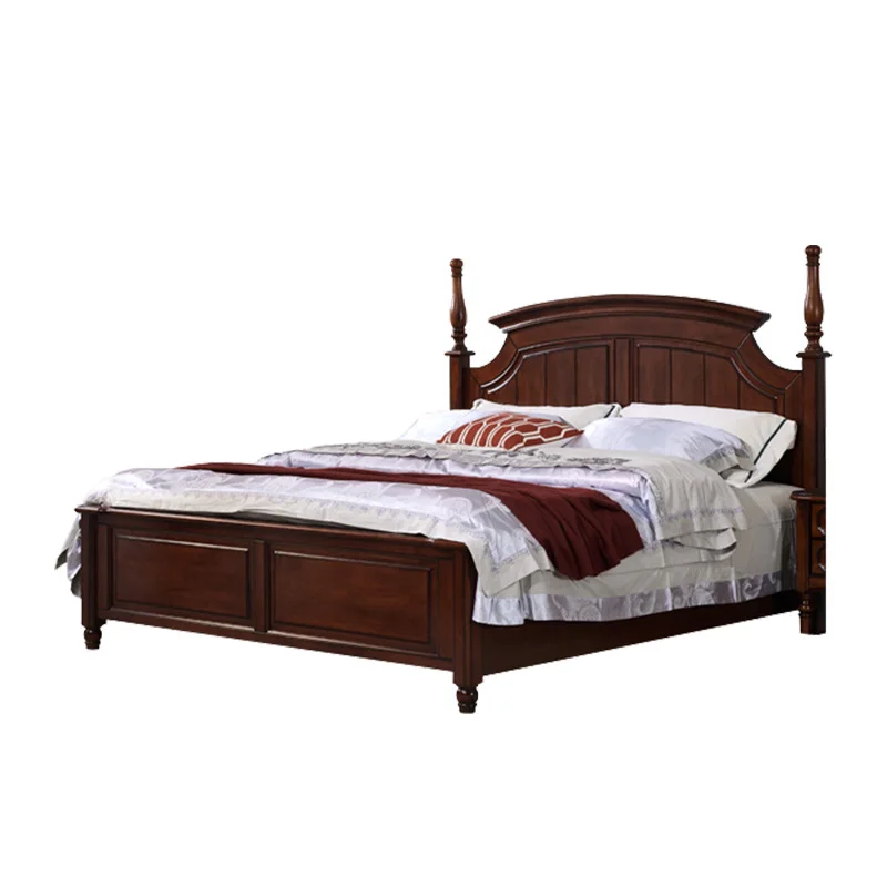 

Mahogany, American solid wood bed, light luxury Roman column
