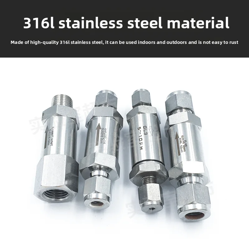 316L Stainless Steel Inline Filter w/ Double Ferrule – High Pressure Straight-Through Line Filter for Gas/Liquid Instrumentation