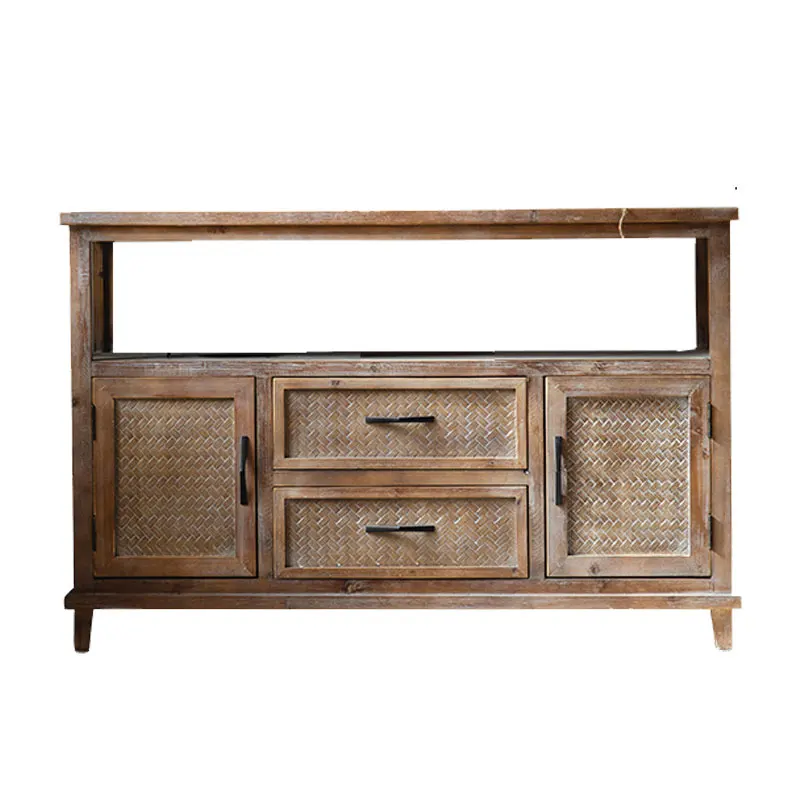 American Side Solid Wood Cupboard Antique Furniture Homestay Decoration Locker Restaurant Storage Pantry Cabinet Tea Cabinet