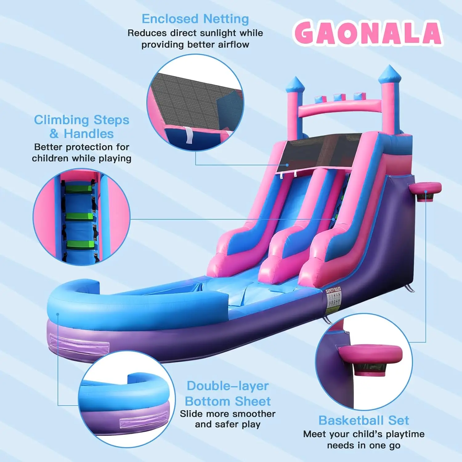 26.2 FT Heavy Duty Inflatable Water Slide with Large Splash Pool, Made of 100% PVC, Perfect for Kids and Adults in Backyard, Outdoor Park, and Pool Parties, Purple