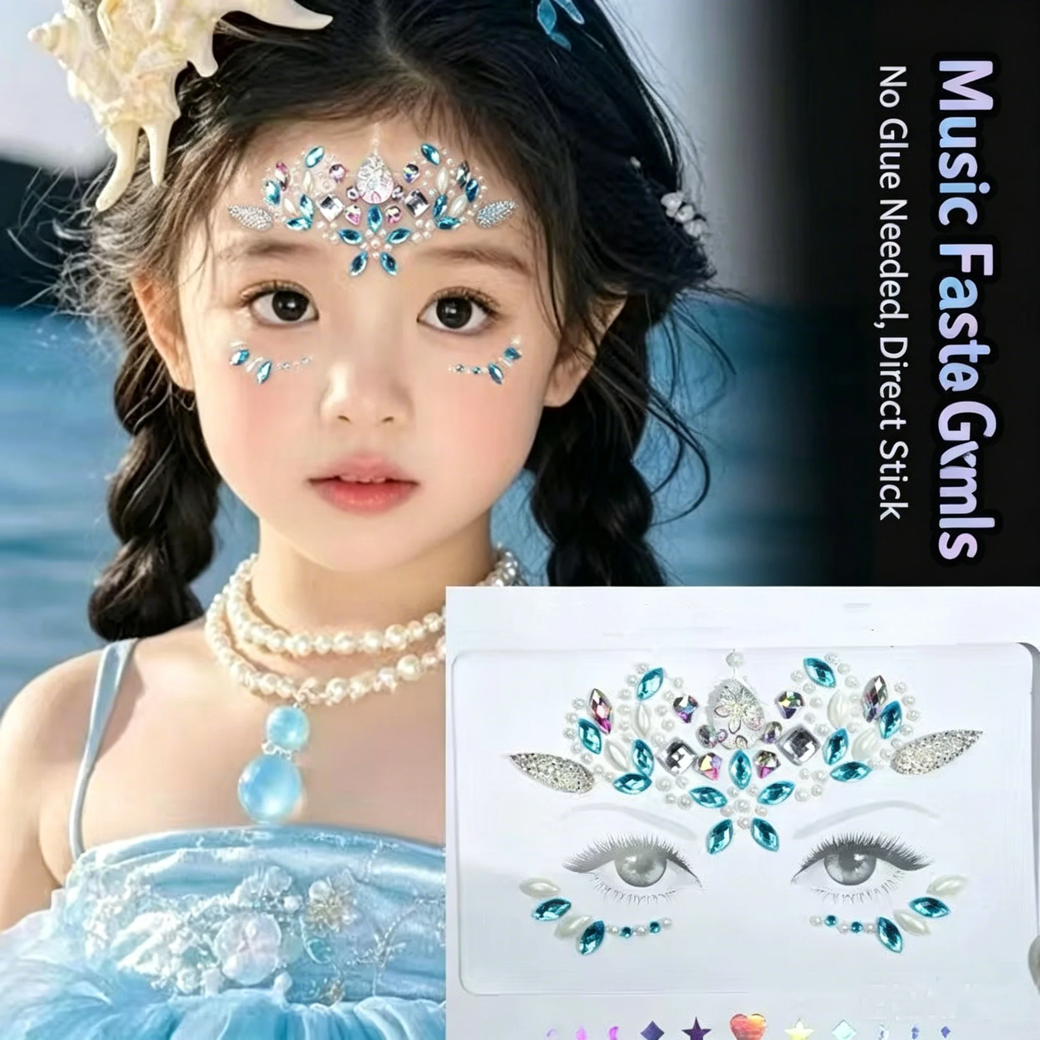 Face & Body Rhinestone Stickers – Gem Temple Decals for Party, Children‘s Day Makeup, Self-Adhesive Jewels for Cheek & Forehead