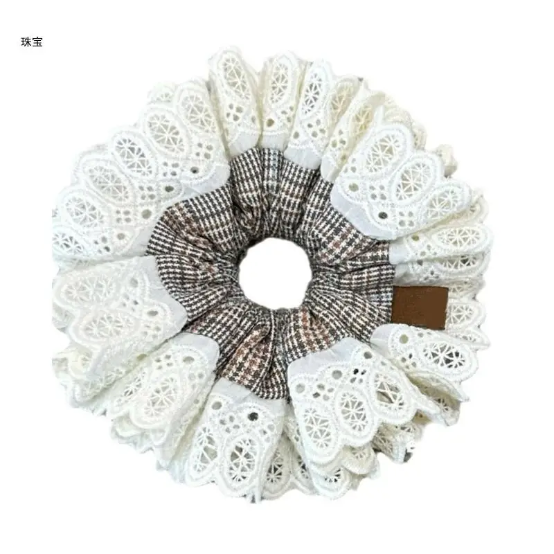 

X5QE Women Fashion Hair Tie Chequer Pattern Wedding Hair Band Everyday Use Hair Rings