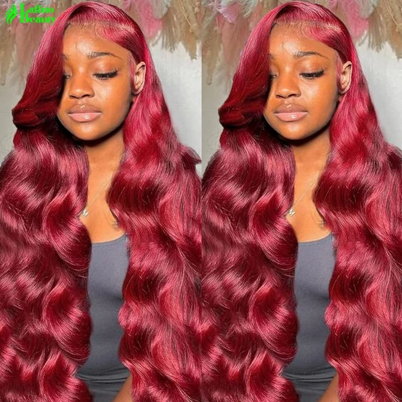 

99J body wave burgundy wig hd lace wig 13x6 human hair red wig burgundy 13x6 13x4 lace frontal human hair wig colored lace wig