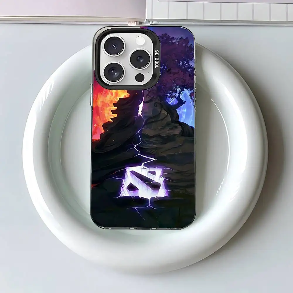 حافظة هاتف Game D-Dota 2 غطاء خلفي فضي مقاوم للصدمات لهاتف آيفون 17/16/15/14/13/12/11 Pro Max Plus