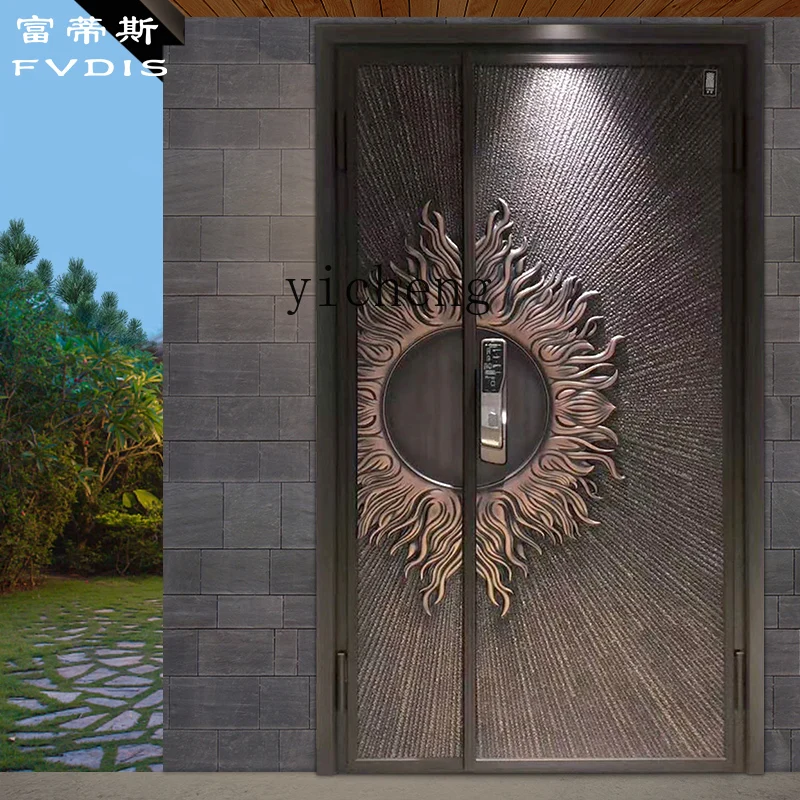 Tqh Explosion-Proof Villa Door Double Open Chinese Modern Door Home Anti-Theft Door