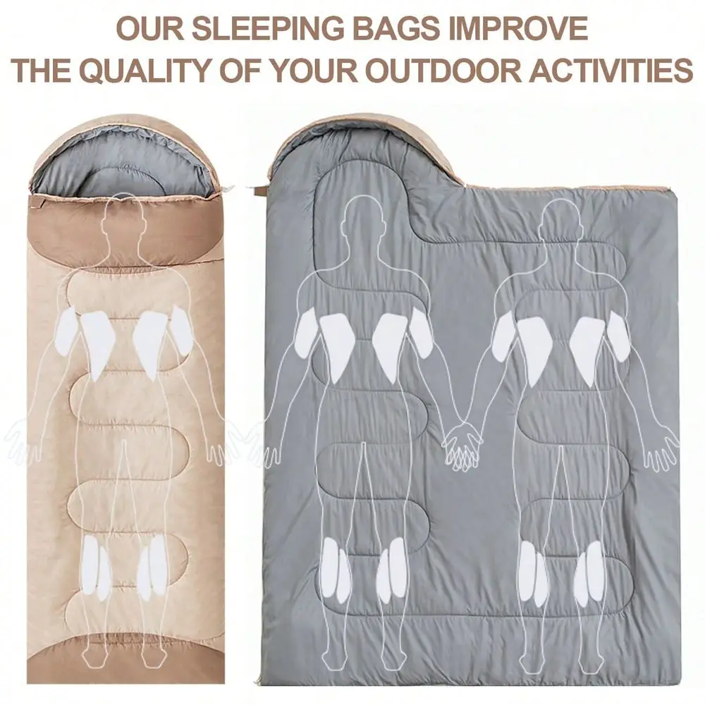 4 Season Single Sleeping Bags Camping, Rectangular Envelope Zip Up Adulit For Backpacking Hiking Camping Mountaineering With Compression Sack, Removable & Washable Sleeping Bag