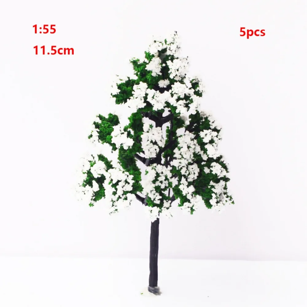 5pcs New Plastic Mini Snow Pine Model Trees Green 4 Sizes Scenery Trees Winter Snow Scene Tree