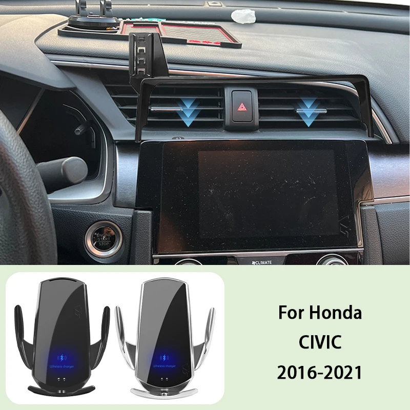 

Car Phone Holder Screen Panel Fixed Base For Honda Civic 2016 2018 2021 Car Mobile Phone Wireless Charging Mount Accessories