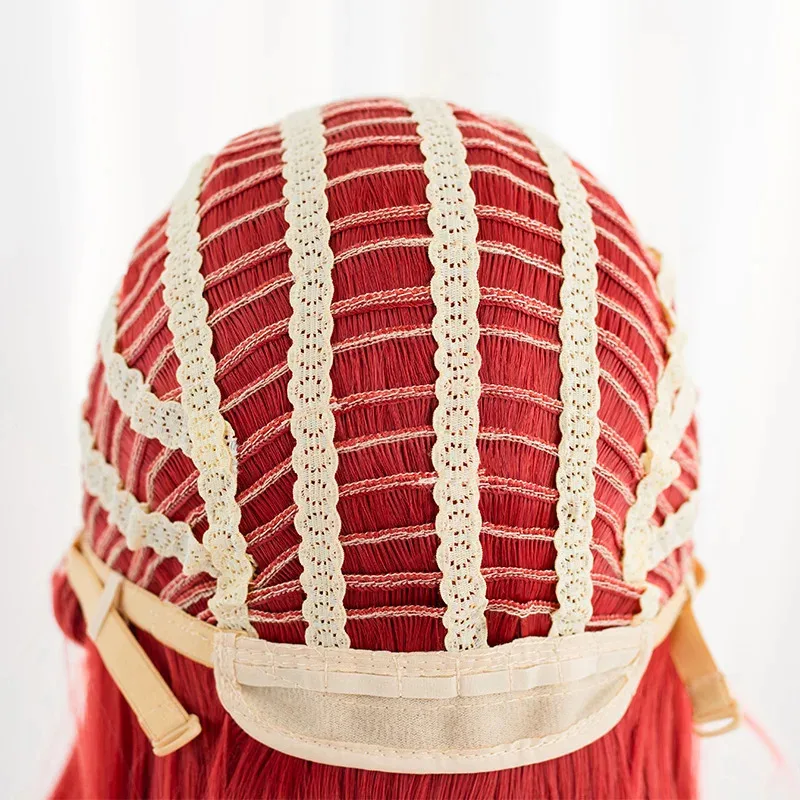 Peruka Cosplay ROLECOS Gra LOL Foxfire Ahri 70cm Bordowa Kolor Damskie Peruki Odporne na Ciepło Syntetyczne Włosy