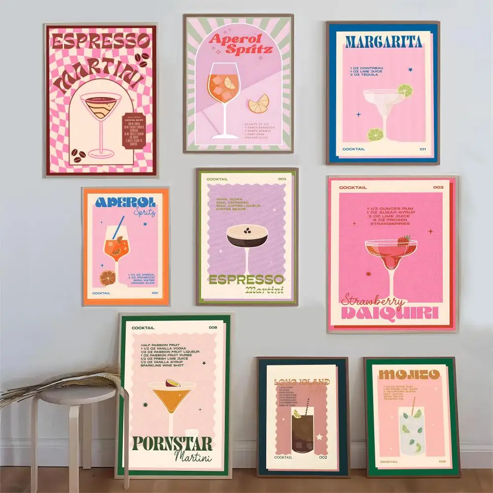 Colorful Cocktail Drink Good Posters Kraft Paper Prints Vintage Home Room Cafe Bar Art Wall Decor Aesthetic Painting Picture
