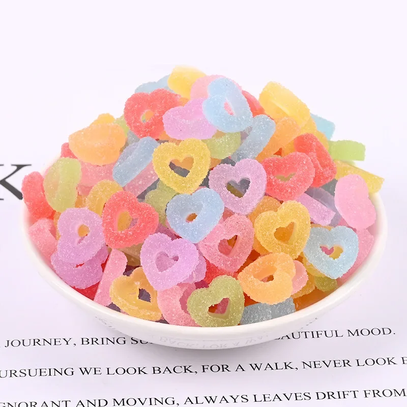

Kawaii Gummy Love Nail Charm 20pcs Soft Candy Hollow Heart Nail Art Decoration Parts Mix Colors for Nail Art Cabochons Ornament