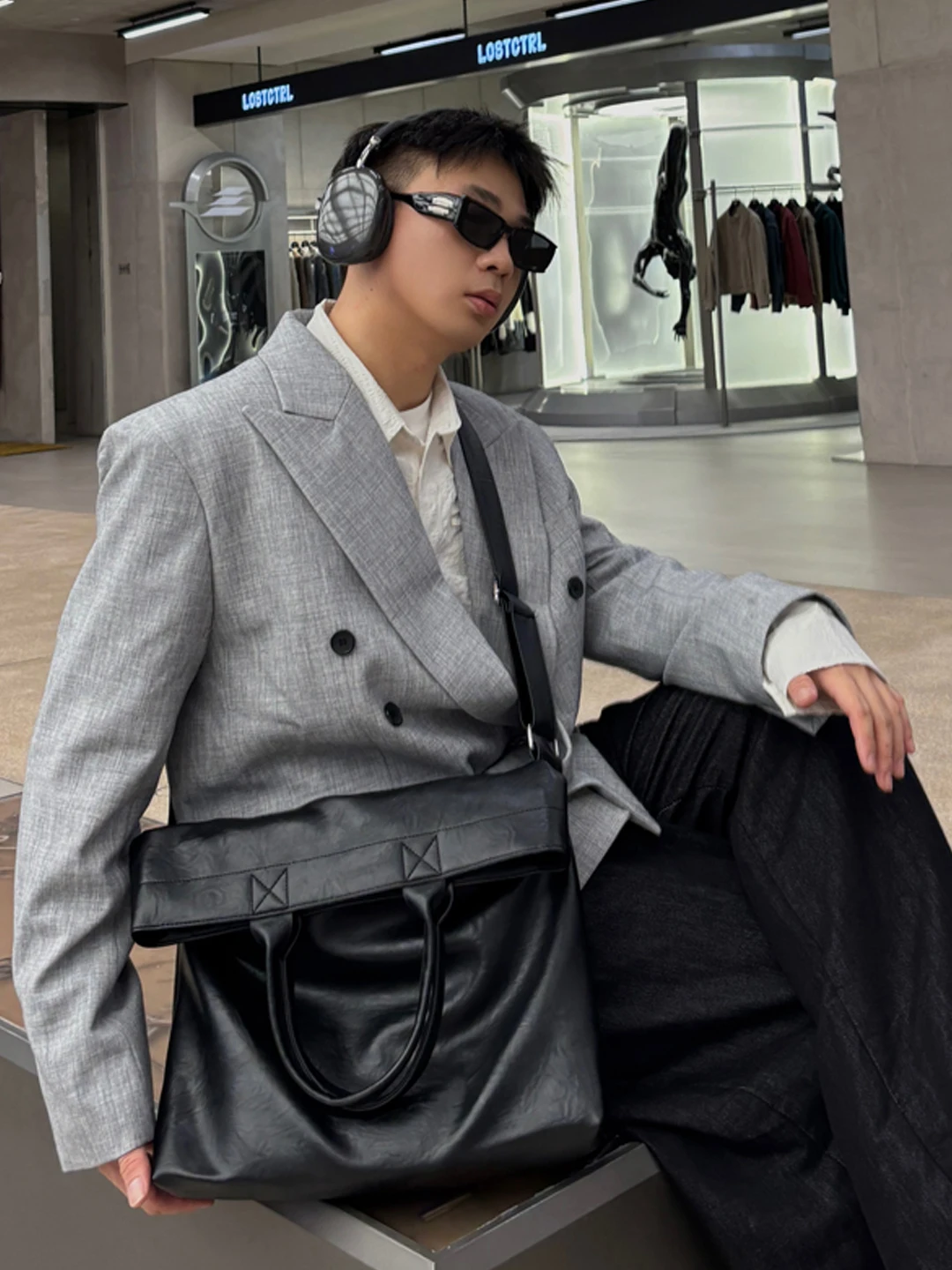 

Commuter Bapa ex Street Sle Neutral Faion oulder Crossbody Tote Bag Single Strap Square ape PU Leather