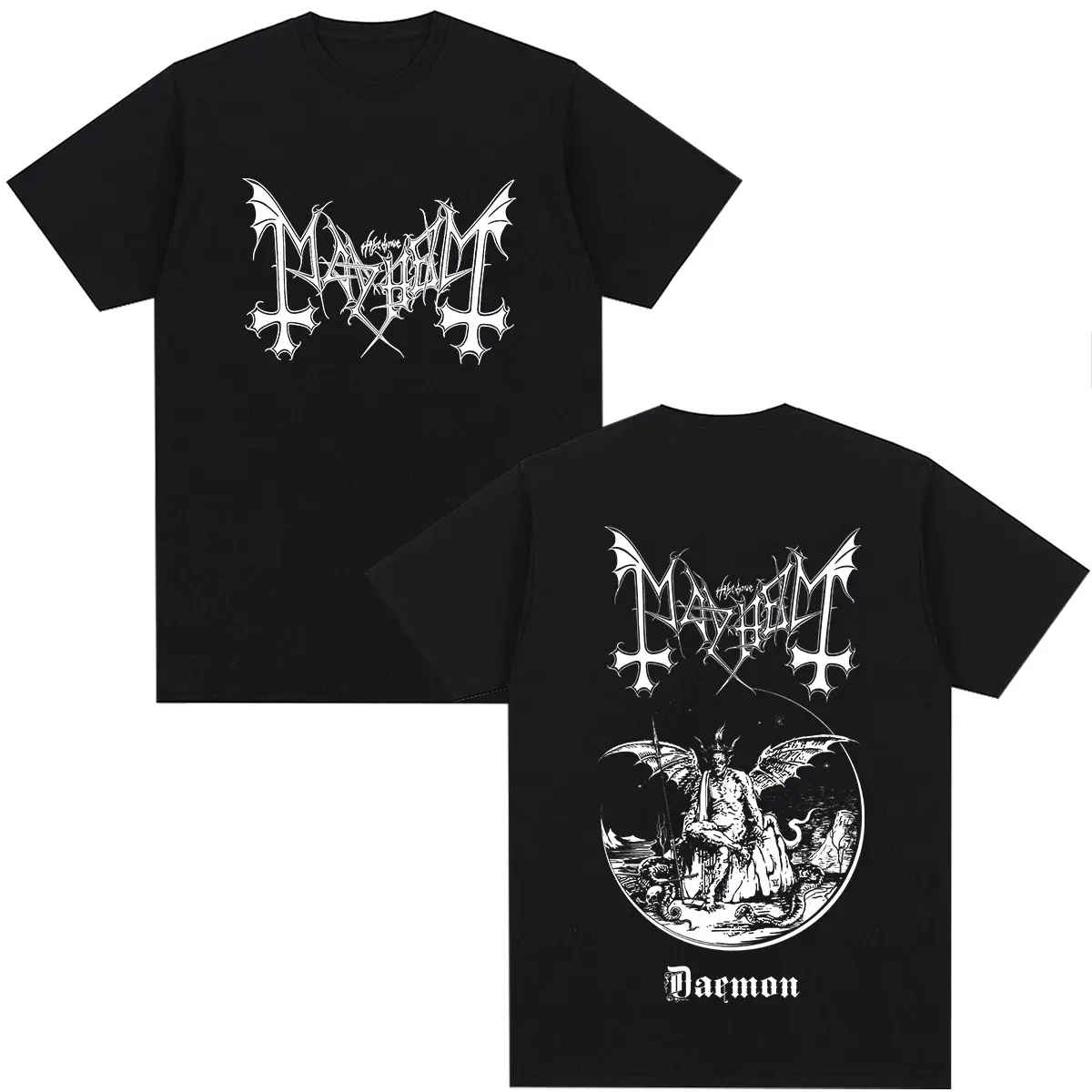 Legend Black Metal Rock Band Mayhem Daemon T Shirt Men's Women Clothing Gothic Death Dark T-shirt Cotton Short Sleeve T-shirts