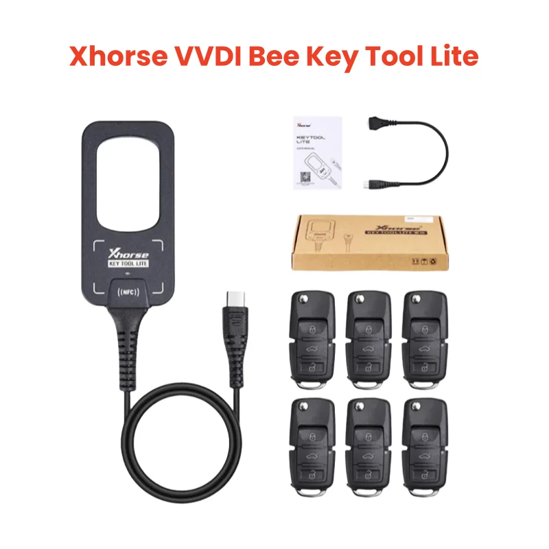 Xhorse VVDI Bee Key Tool Lite Generate Transponder Remote Frequency with 6PCS B5 XKB501EN Wired Remotes Key for Choice