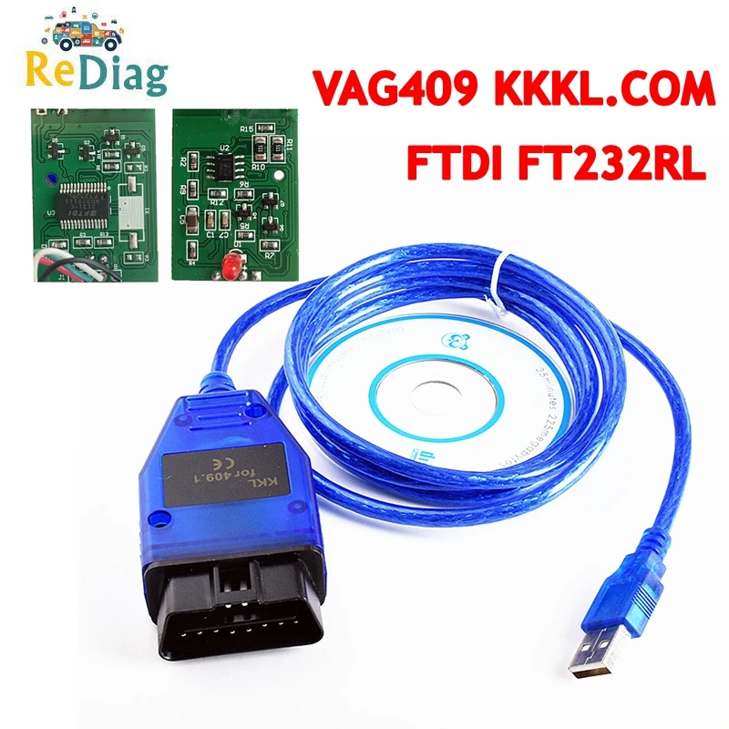 For VAG409 KKL FT232RL+9241A Red PCB For Audi/Seat/Volkswagen/Skoda with FTDI FT232RL Chip OBD2 USB Diagnostic Scanner Cable 