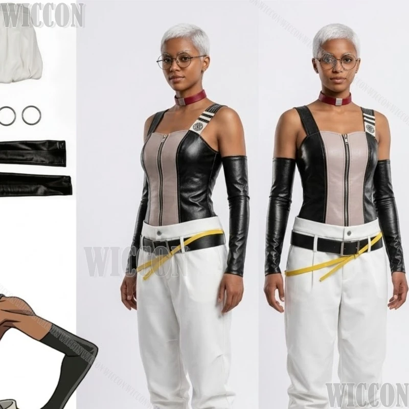 

Semiu Grier Anime Gachiakuta Cosplay Costume Sexy Black Top White Pant Uniform Woman Full Set Clothes Halloween Nvidad Carnaval