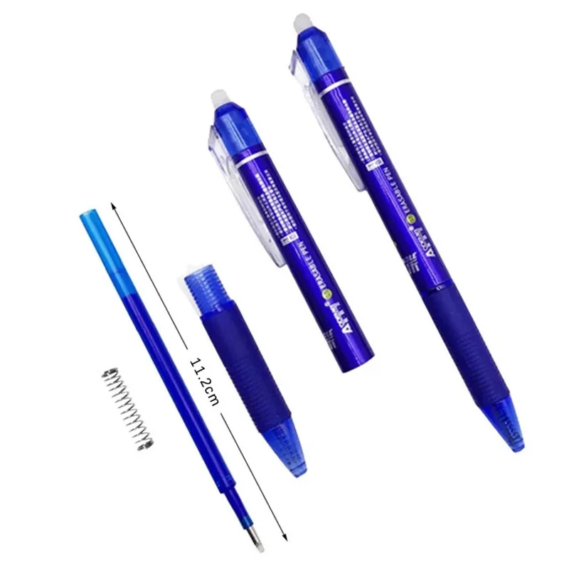 23 buah/Set 0.5mm tinta kapasitas besar pena Gel dapat dihapus dengan Set isi ulang alat tulis kantor hitam/biru pena dapat dihapus tinta ajaib