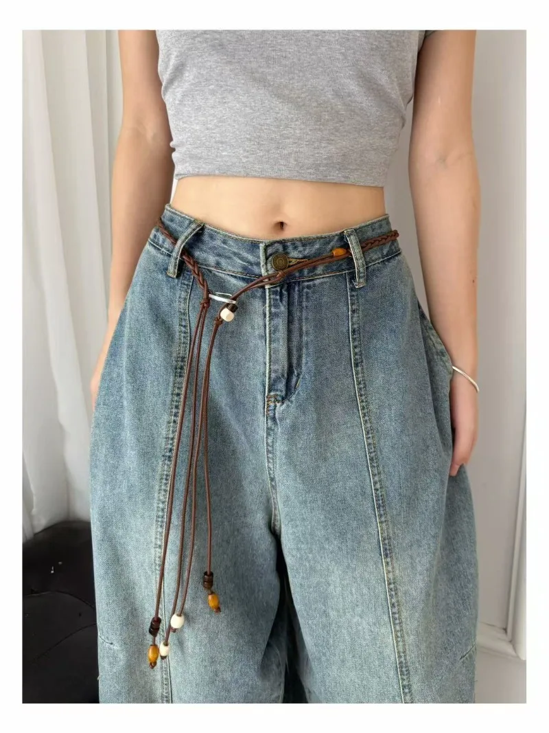 Vintage Bohemian Leather Rope Hand Braided Ladies Waist Rope Thin Belt  Belt New Waist Chain Wholesale